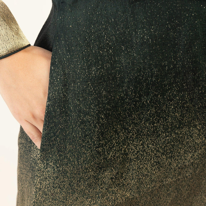 Ramona Green Blazer Dress with Jacquard Silk - Raas