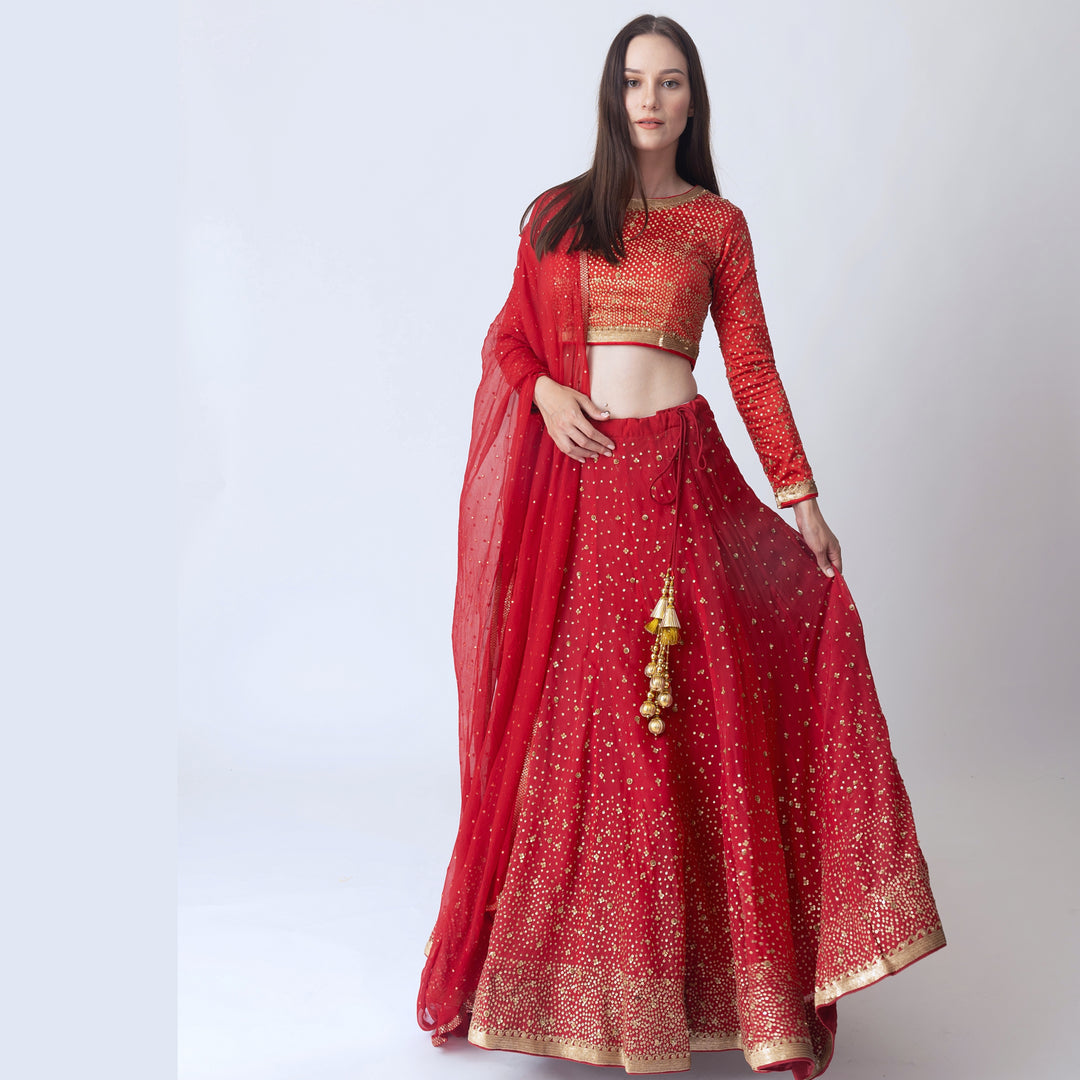 Siddhi Red Sequins Lehengha Choli