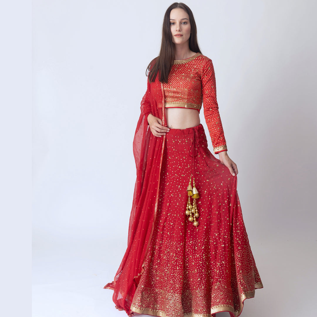 Siddhi Red Sequins Lehengha Choli Set