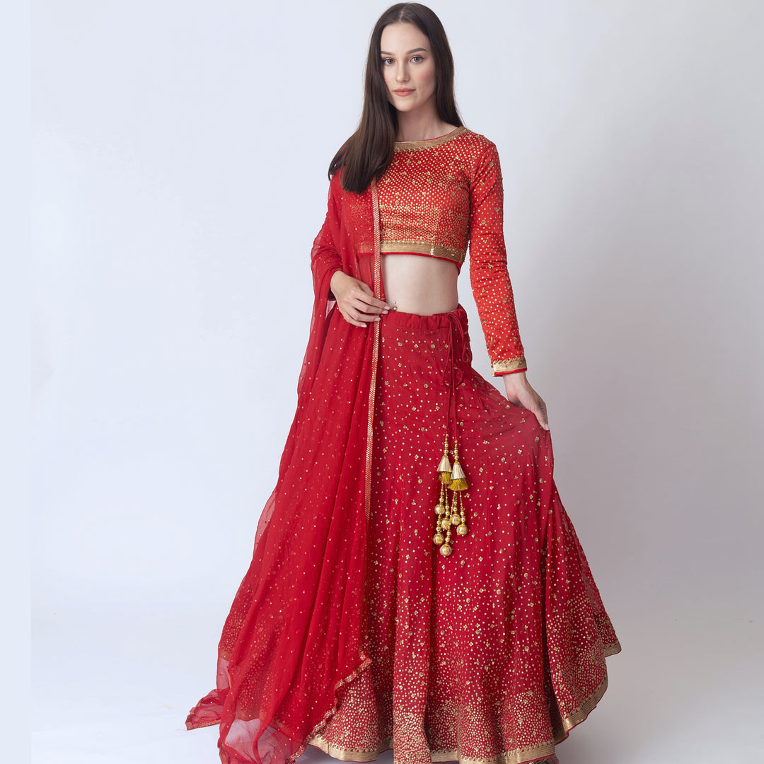 Siddhi Red Sequins Lehengha Choli