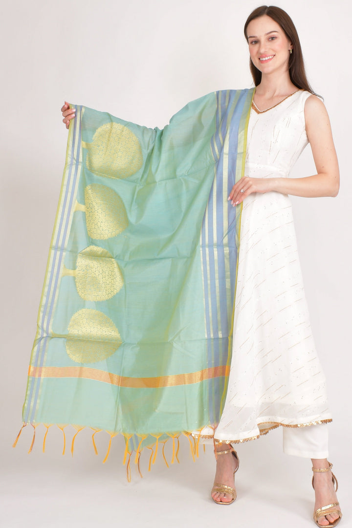 Rhea Green Floral Dupatta - Raas