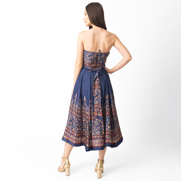 Ruby Printed Midi Dress with Embroidered Belt - Raas