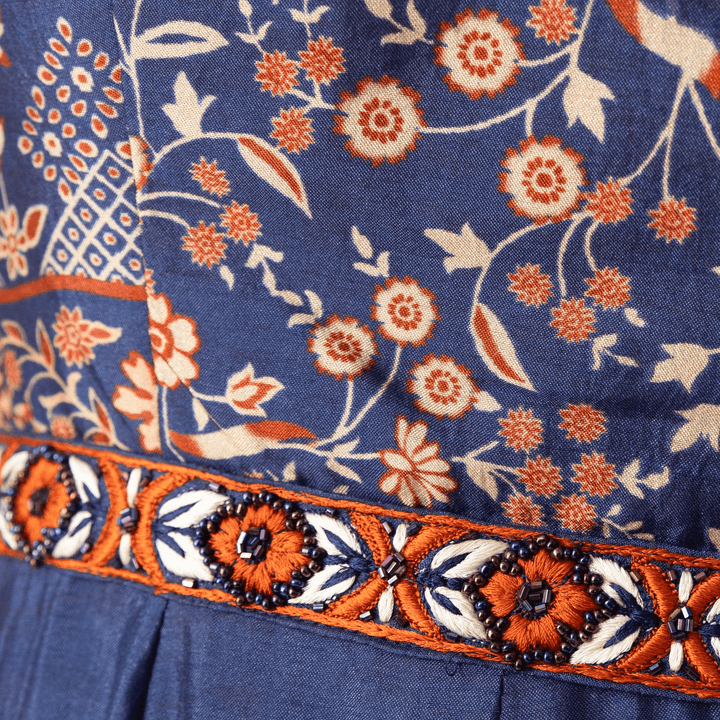 Ruby Printed Midi Dress with Embroidered Belt - Raas