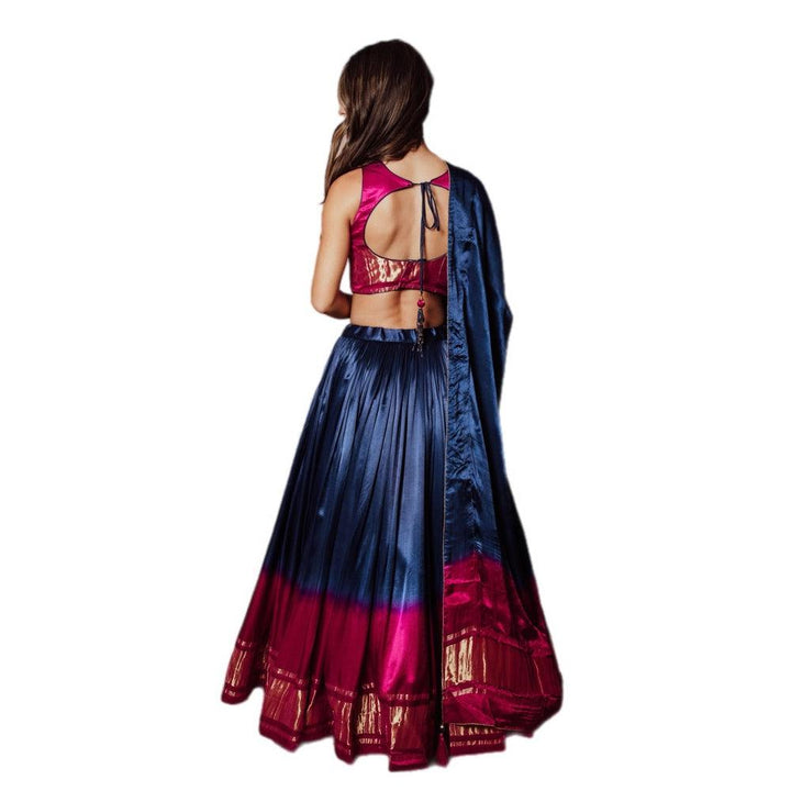 Rui Blue Gaji Silk Lehenga Choli - Raas