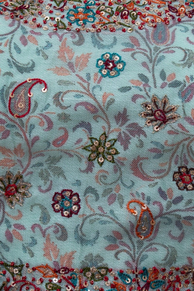 Sage Green Sequins Lehenga Choli with Sequins Embroidery CHANIYA CHOLI RAAS