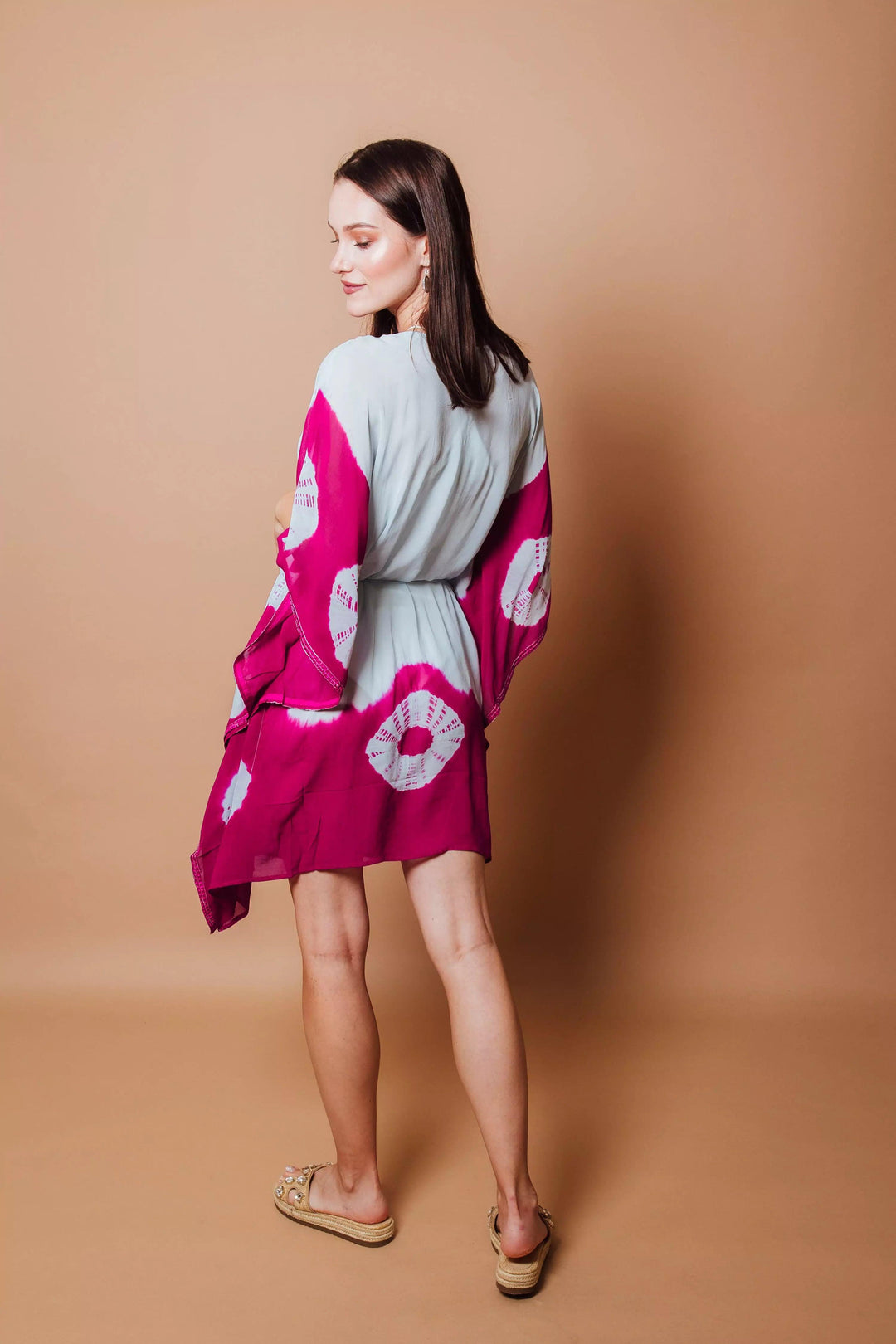 Sarita Light Blue and Fuchsia Kaftan - Raas