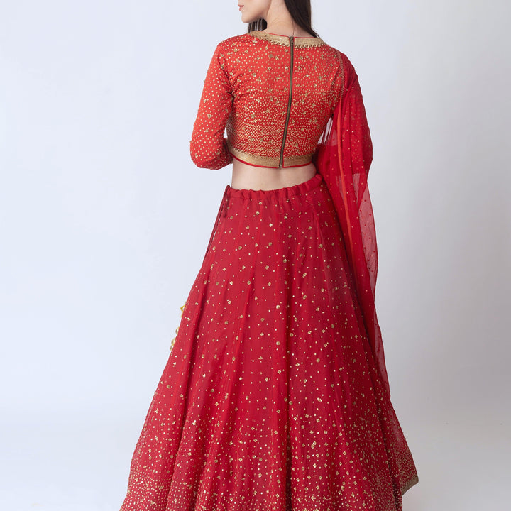 Siddhi Red Sequins Lehengha Choli Set - Raas
