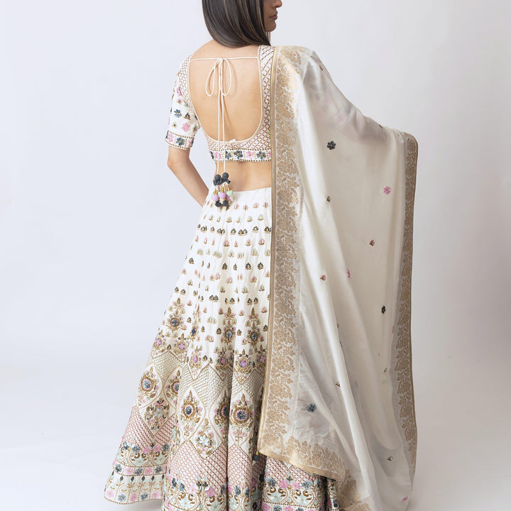 Siddhi White Lehenga Choli With Hand Embroidery - Raas