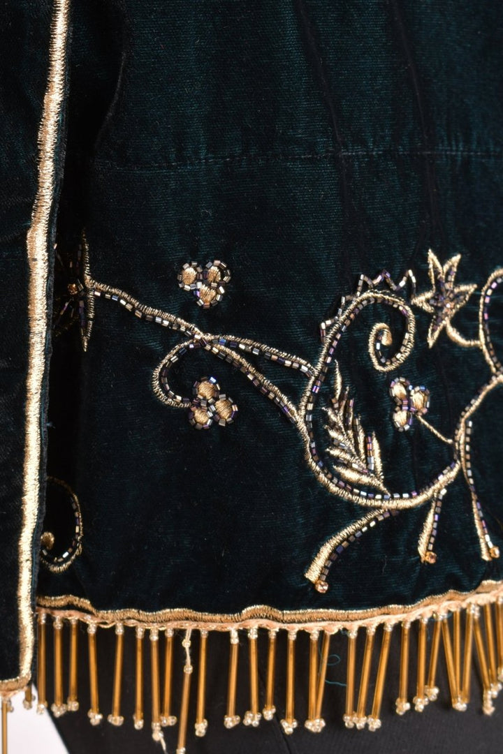 Teal Embroidered Velvet Scarf scarves & stoles RAAS