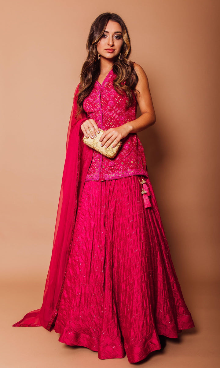 CC3619 Pink lehenga choli set-[pink lehenga choli]-[lehenga with long choli]-[sharara]