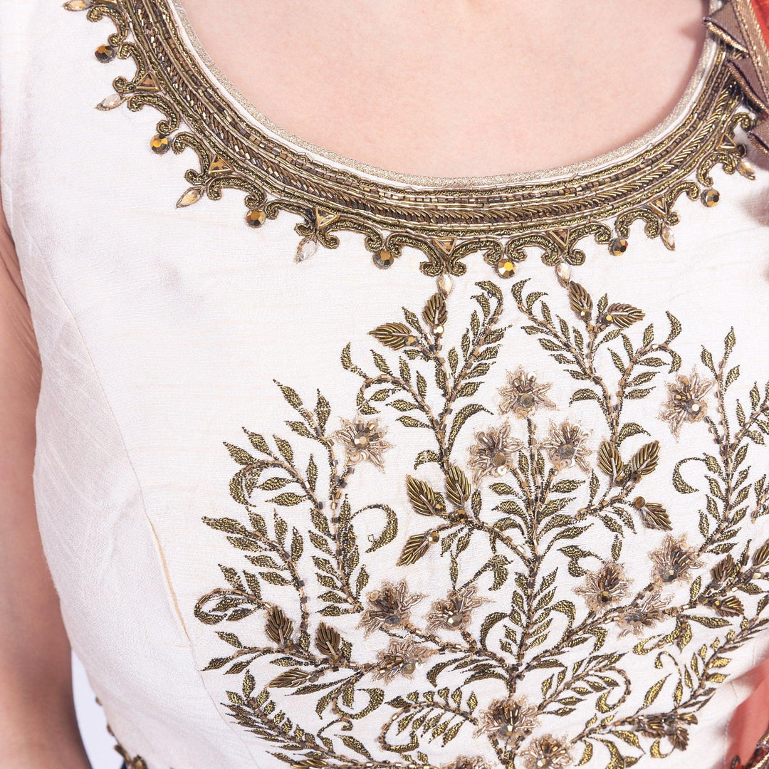 Vespera Blue Lehenga Choli with Embroidered Blouse - Raas
