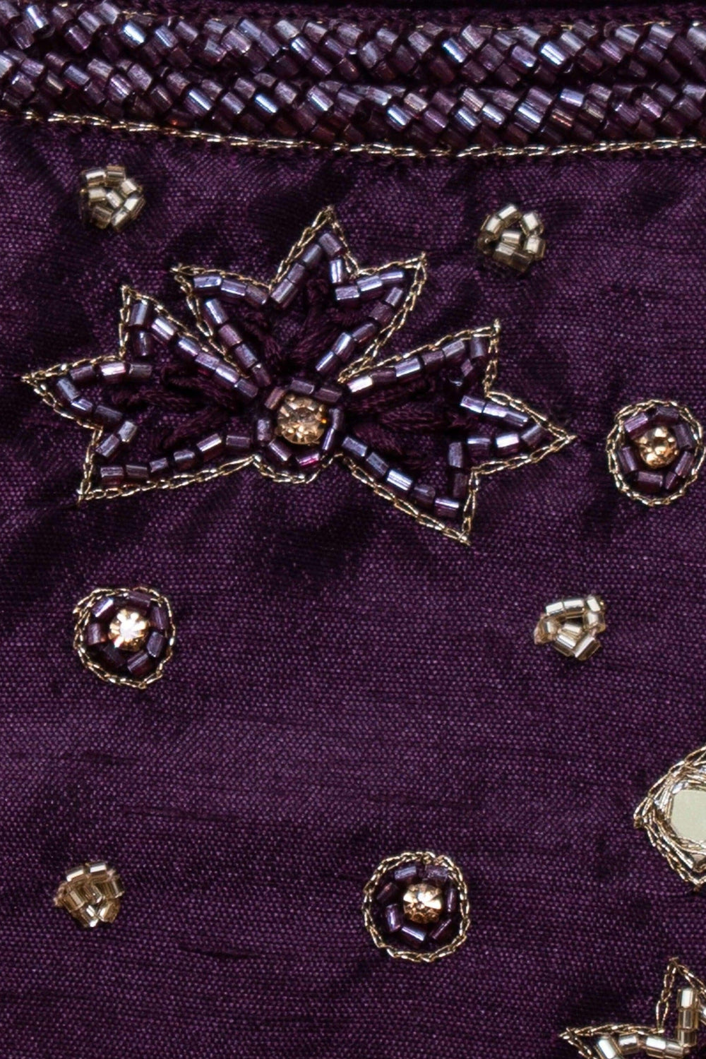 Hand embroidered wine lehenga choli and dupatta by RAAS
