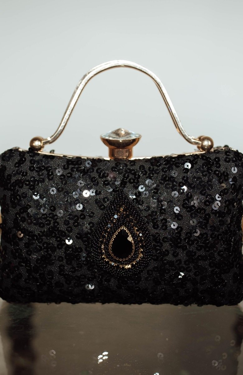 Wren Black Sequin Embroidered Clutch BAGS RAAS