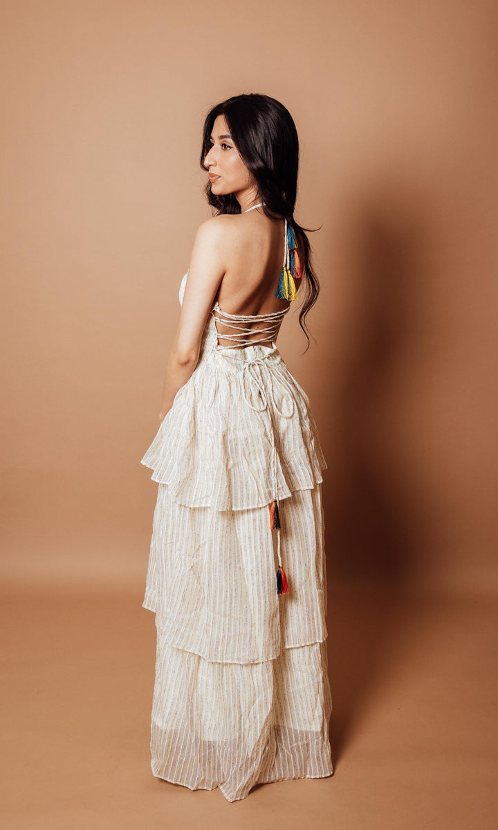 Wynn Tiered White Long Dress - Raas