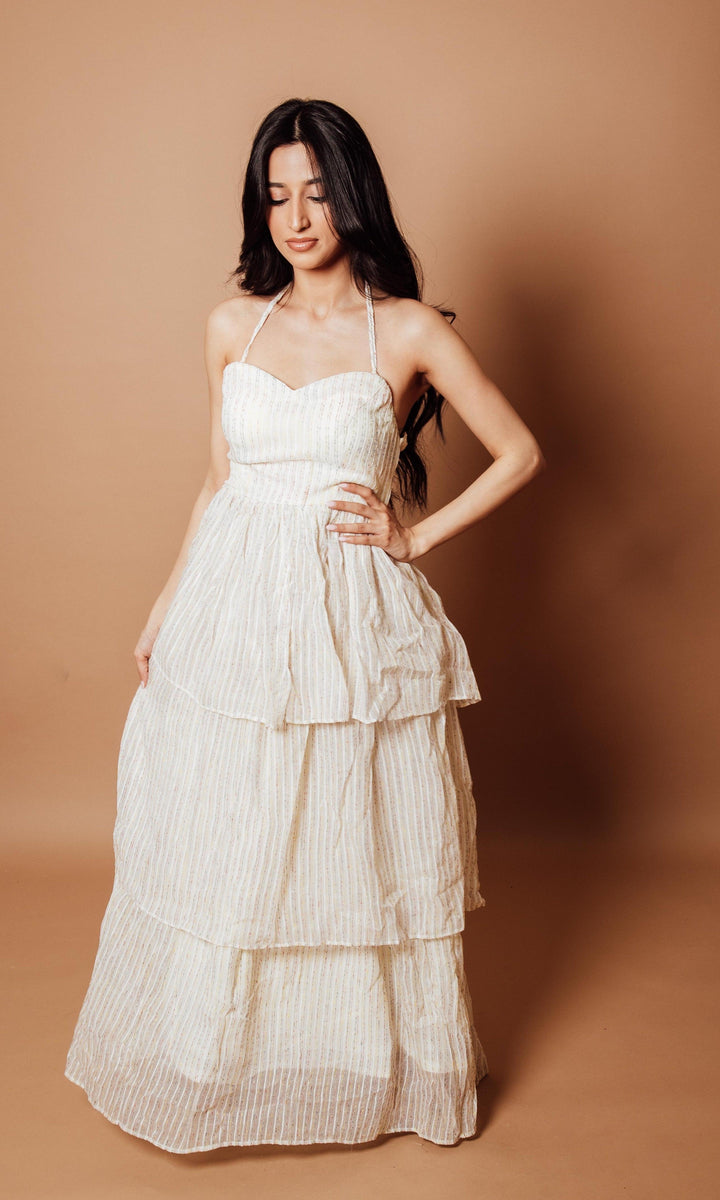Wynn Tiered White Long Dress - Raas
