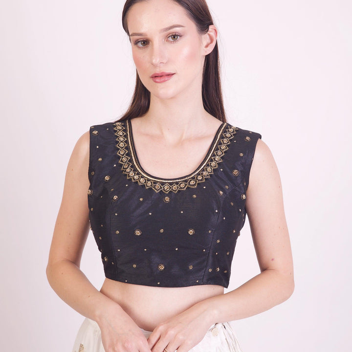 Zorah Black Hand Embroidered Blouse - Raas