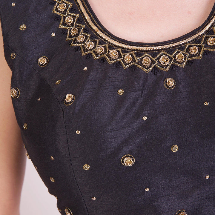 Zorah Black Hand Embroidered Blouse - Raas