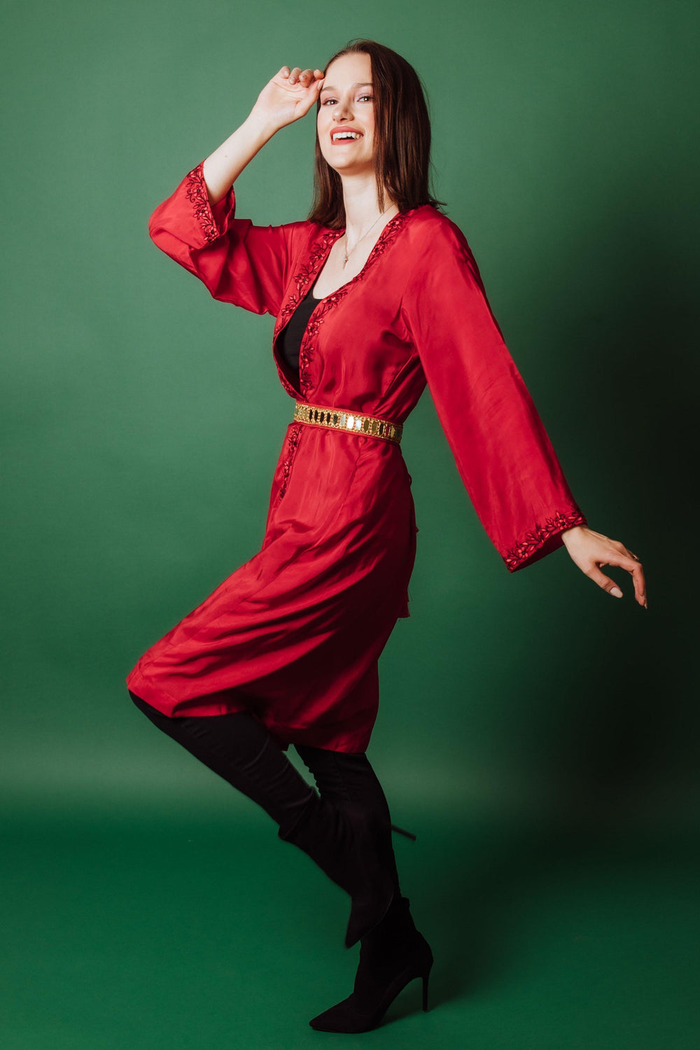 Aarya Embroidered Red Duster DUSTER RAAS