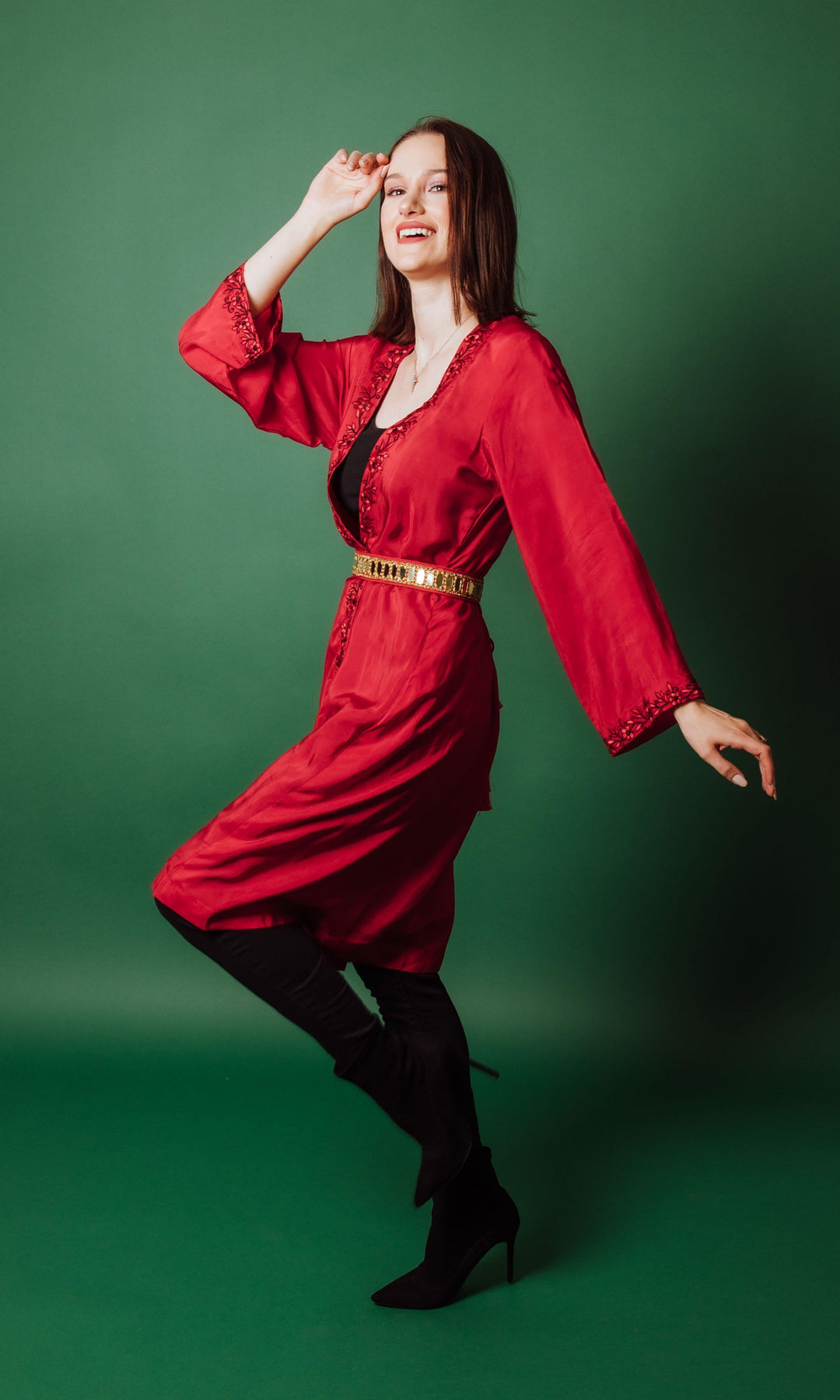 Aarya Embroidered Red Duster-Raas USA