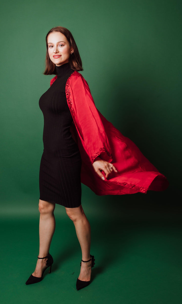 Aarya Embroidered Red Duster-Raas USA