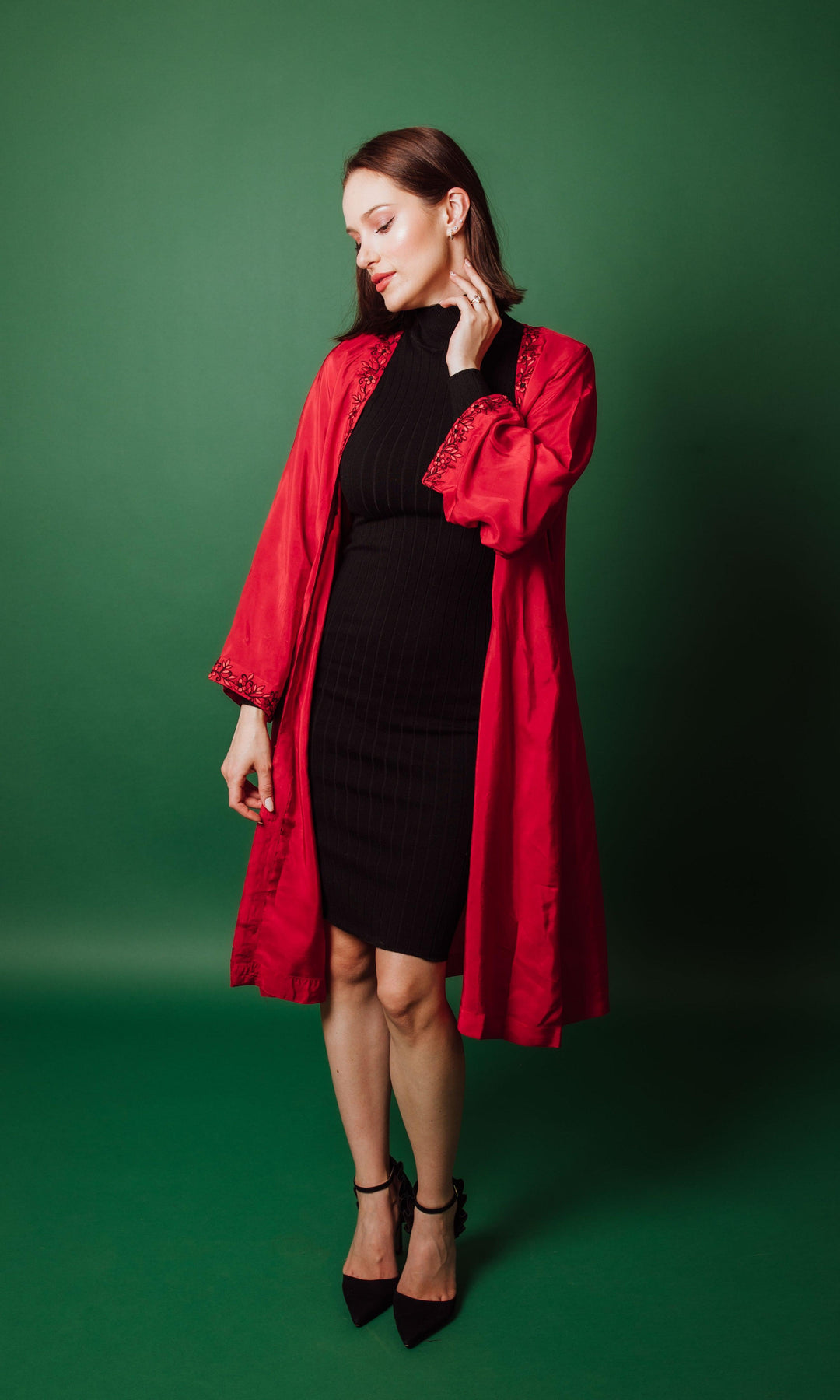 Aarya Embroidered Red Duster-Raas USA