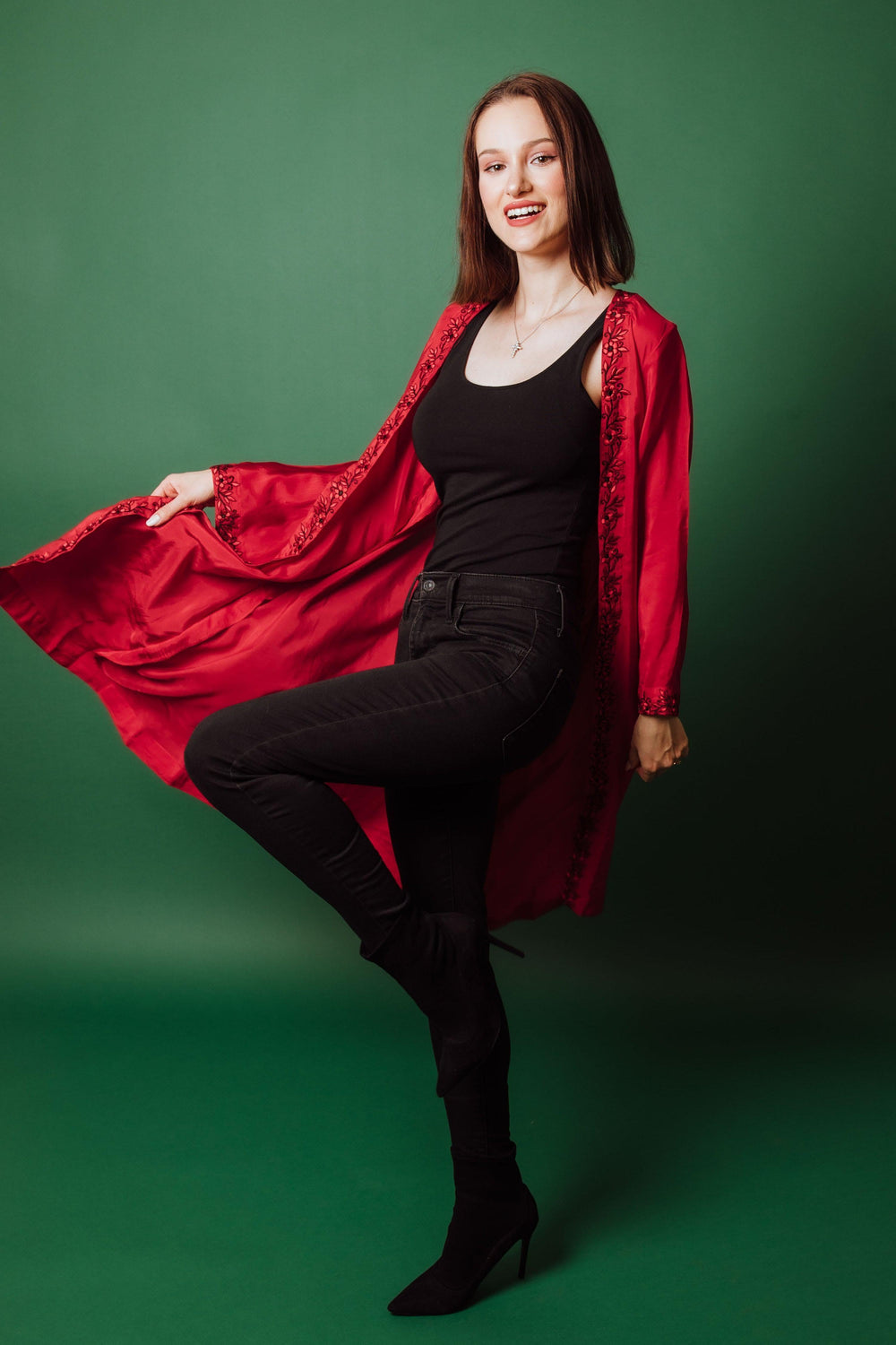 Aarya Embroidered Red Duster DUSTER RAAS