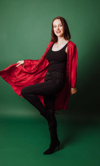 Aarya Embroidered Red Duster DUSTER RAAS