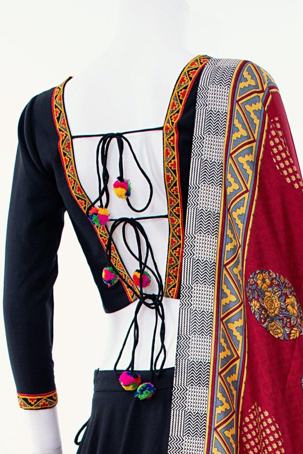 Black Print Trim Chaniya Choli Set Chaniya choli RAAS
