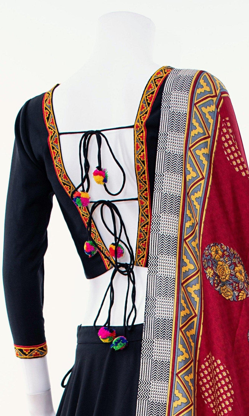Black Print Trim Chaniya Choli Set Chaniya choli RAAS