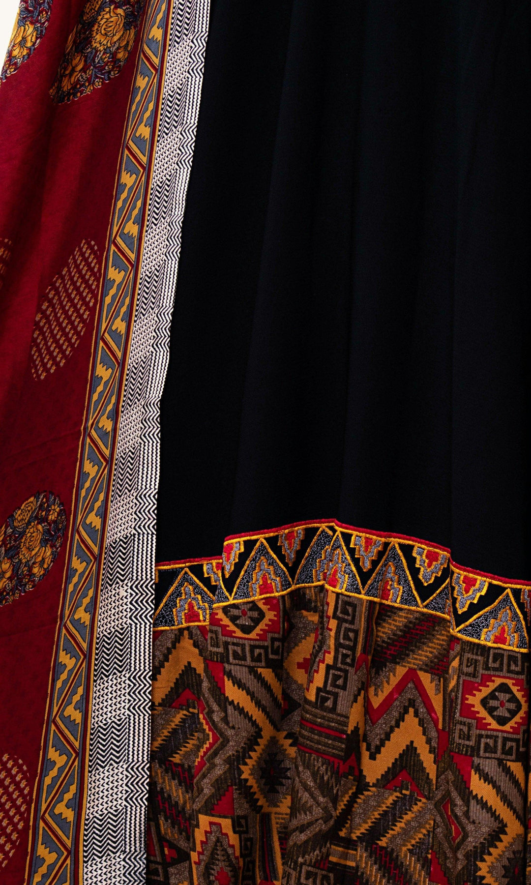 Black Print Trim Chaniya Choli Set-Raas USA