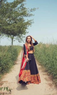 Black Print Trim Chaniya Choli Set Chaniya choli RAAS