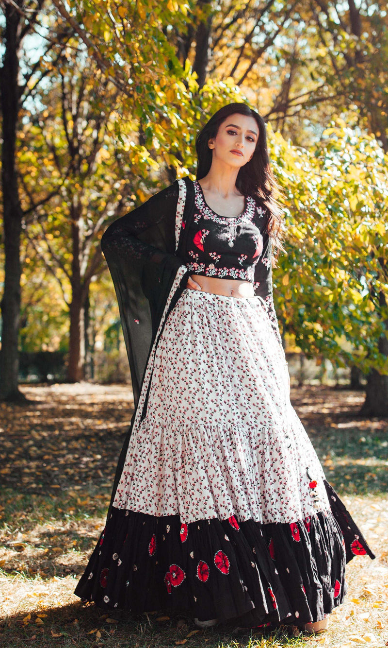 Black &White Lehenga Choli Set Chaniya choli RAAS