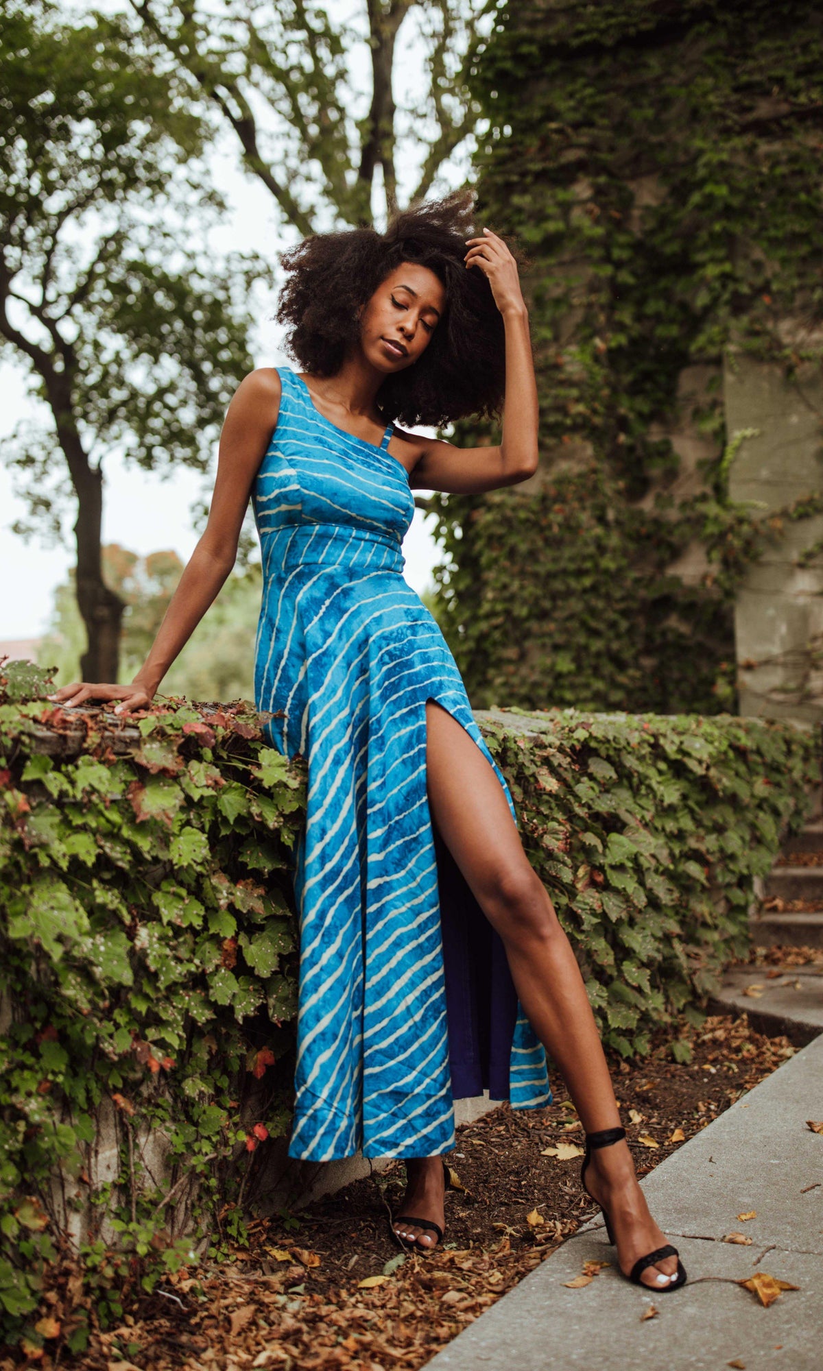 one shoulder slit dress Blue with Slit: Modern Indian Elegance – Raas Sleeve:35 house of cb white lace formal dress 22 Color