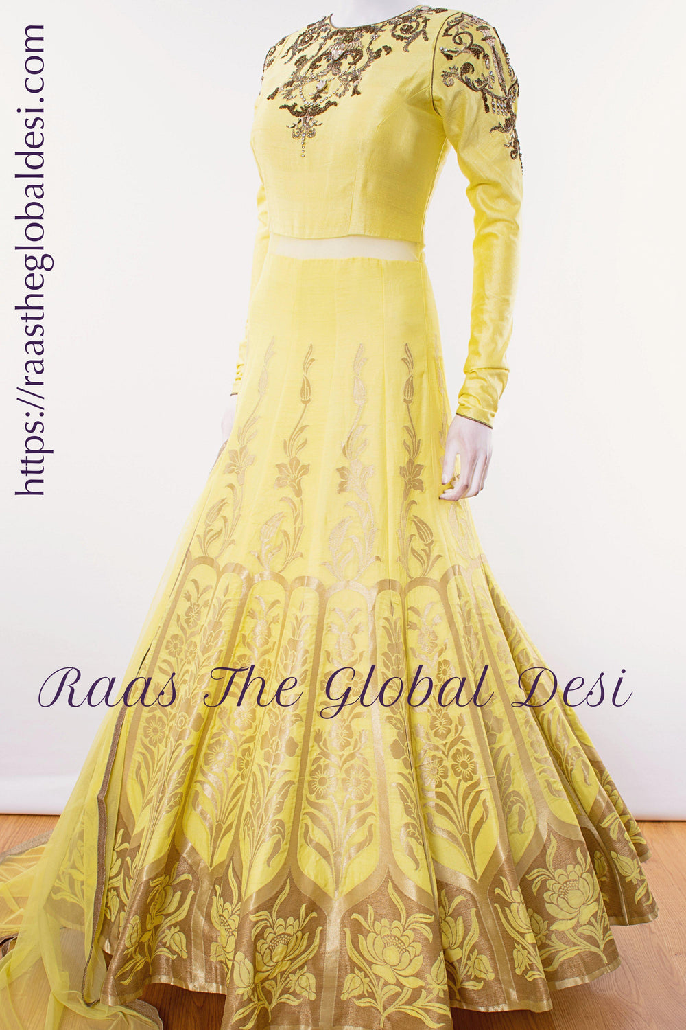 Evadne Yellow Sequins Work Gown ANARKALI & GOWN RAAS