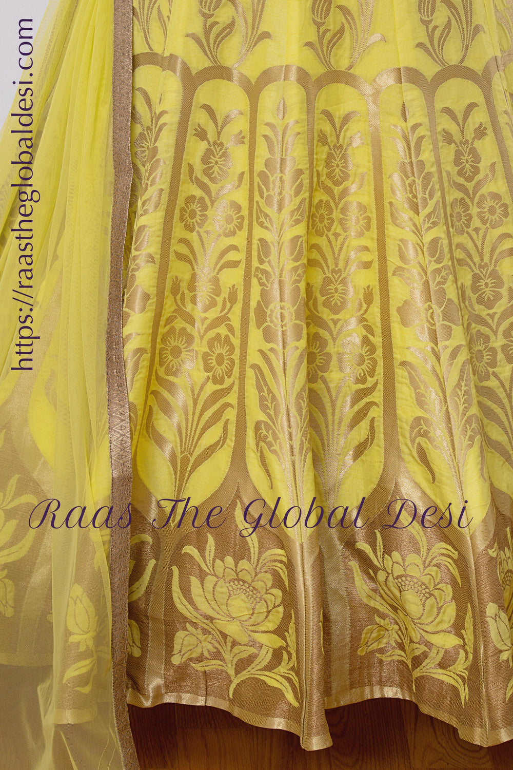 Evadne Yellow Sequins Work Gown ANARKALI & GOWN RAAS