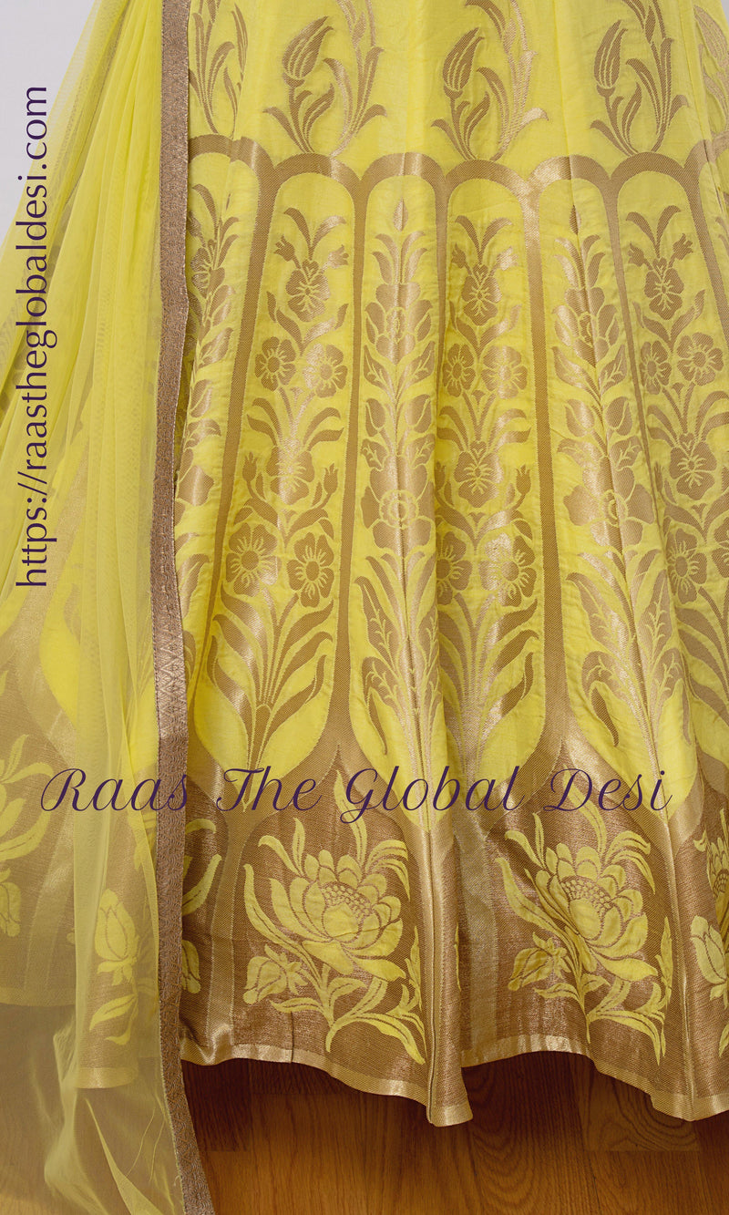 Evadne Yellow Sequins Work Gown ANARKALI & GOWN RAAS