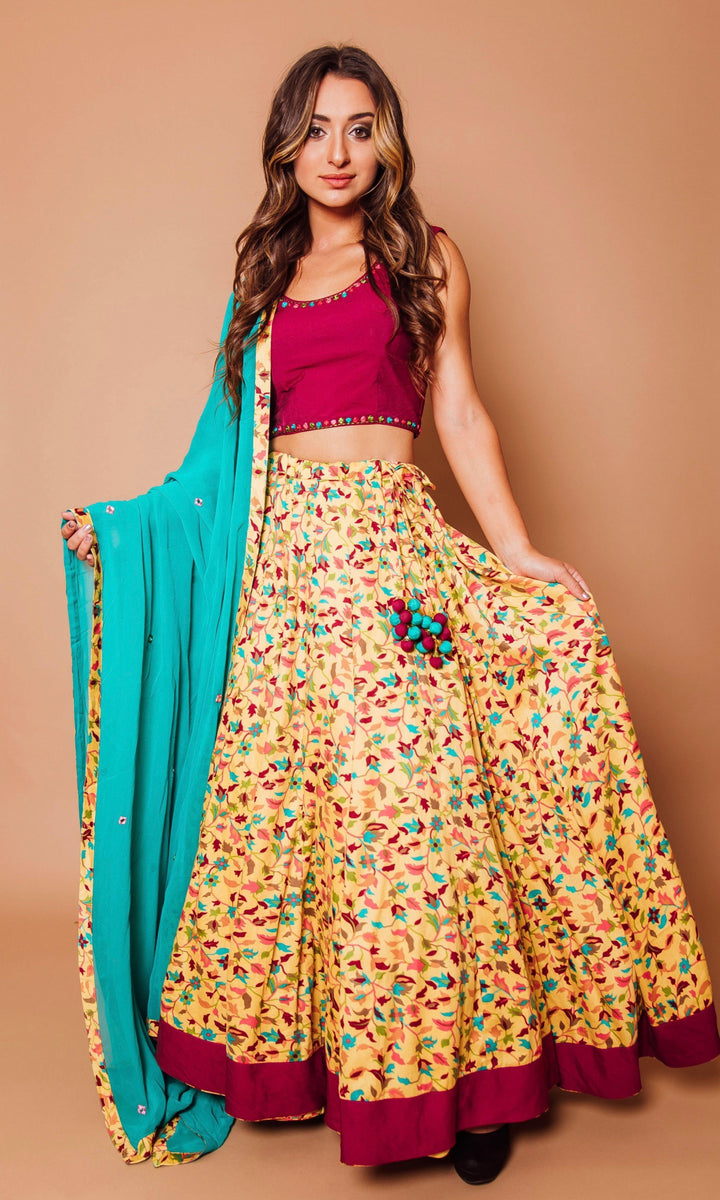 Floral Chaniya Choli Set-[mehendi outfit]-Raas