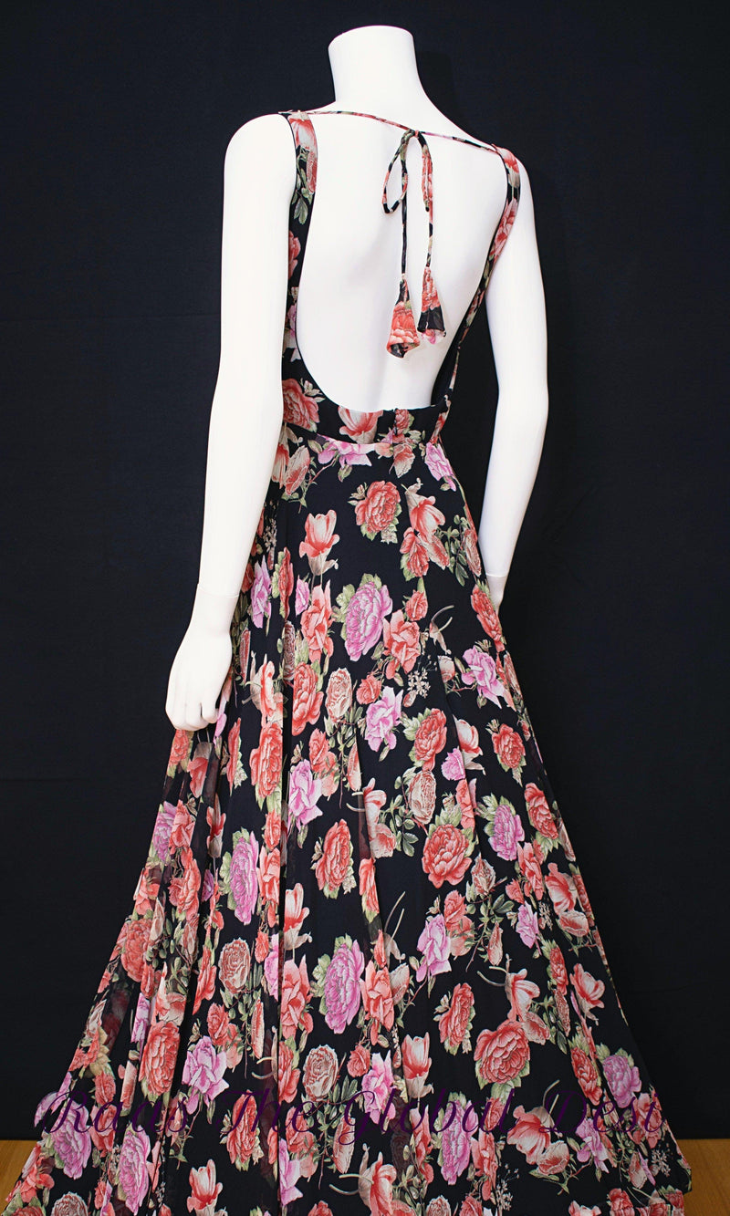 Floral Printed Long Dress: Modern Indian Gown by Raas USA L / Multi Floral Printed Long Dress: Modern Indian Gown by Raas USA L / Multi