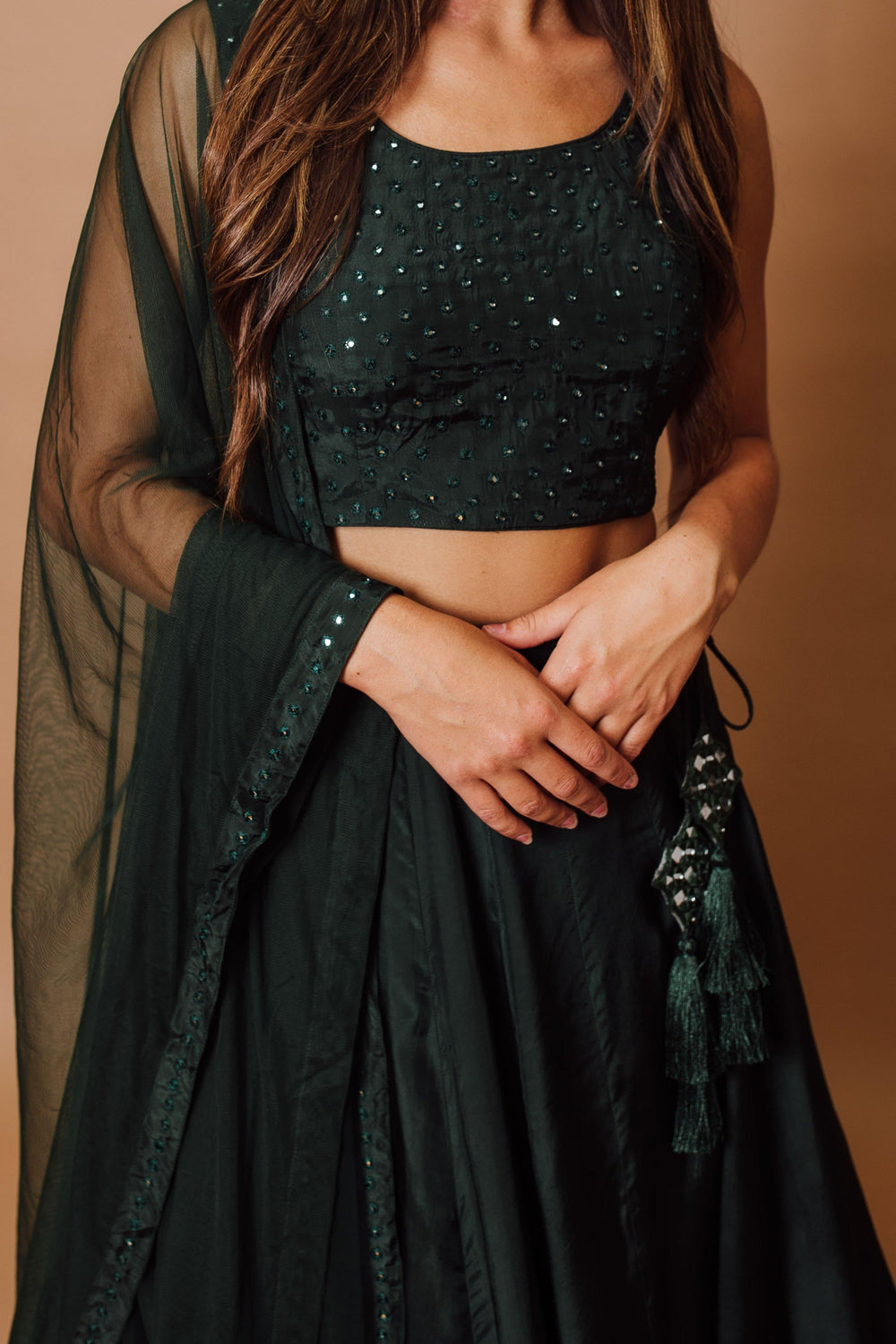 Green Embroidered Lehenga Choli Set-[comfort-first-design]-[lightweight]-Raas