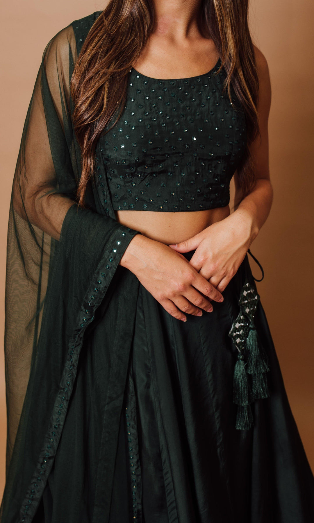 Green Embroidered Lehenga Choli Set-[comfort-first-design]-[lightweight]-Raas