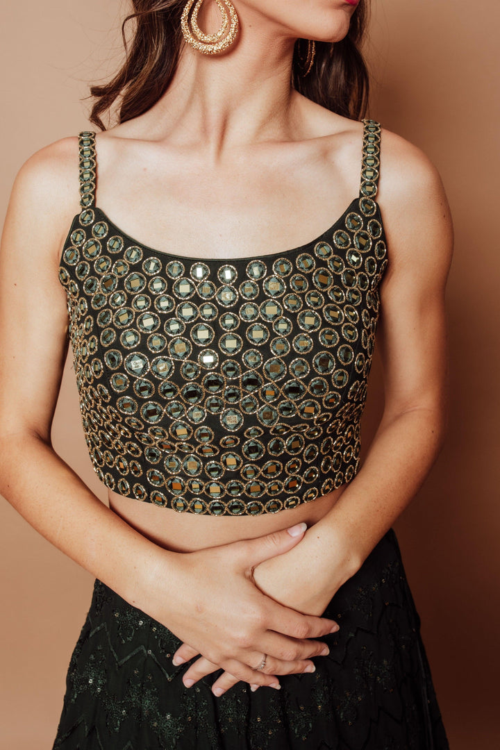 Green Lehenga Choli Set-Raas USA