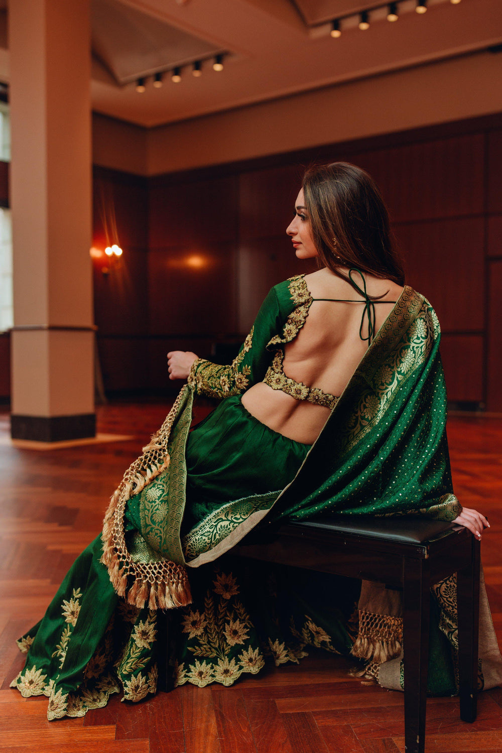 Green Silk Lehenga Choli with Heavy Embroidery-[comfort-first-design]-[lightweight]-Raas