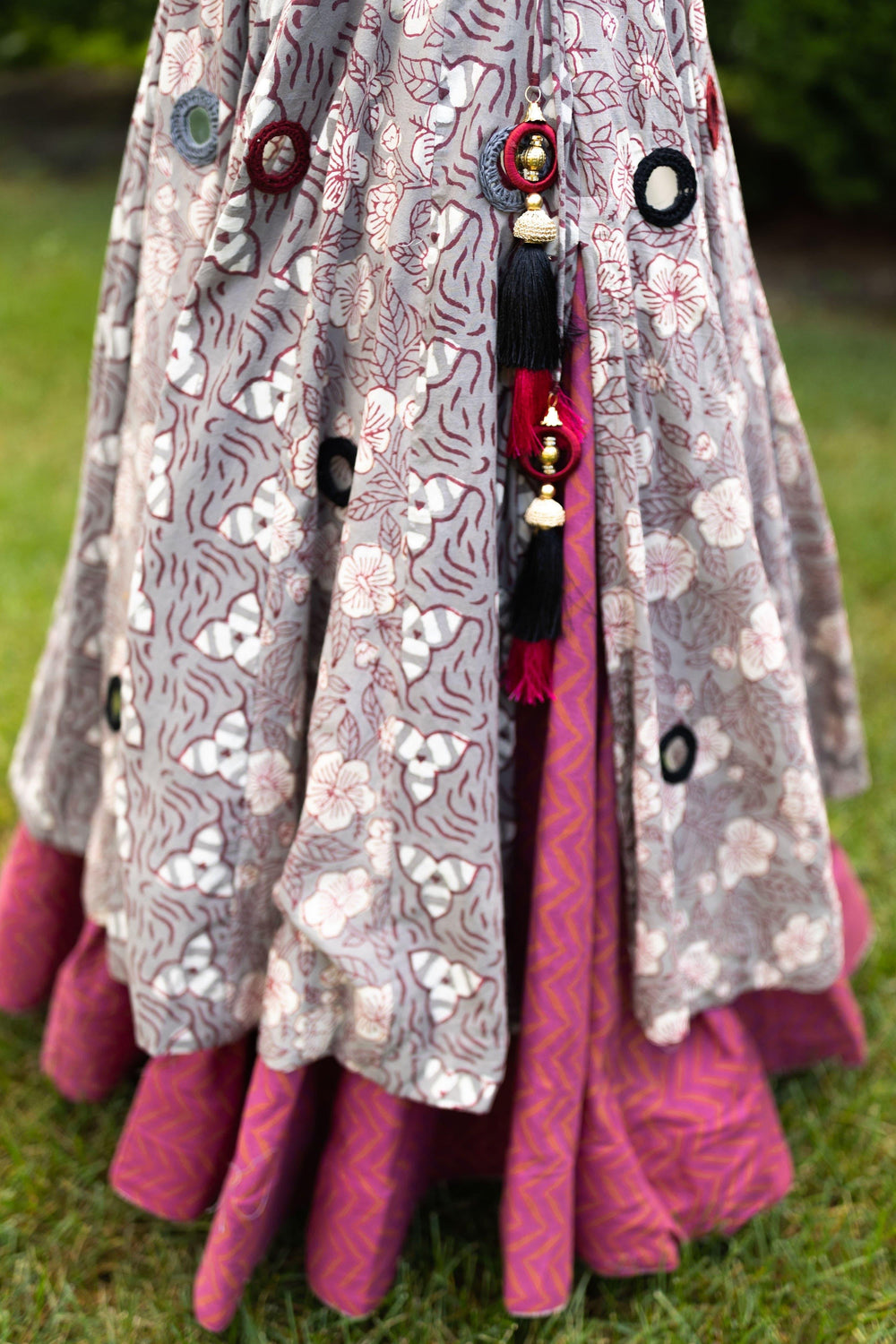 Hand Embroidered Multicolor Chaniya Choli Set-[mirror work]-Raas