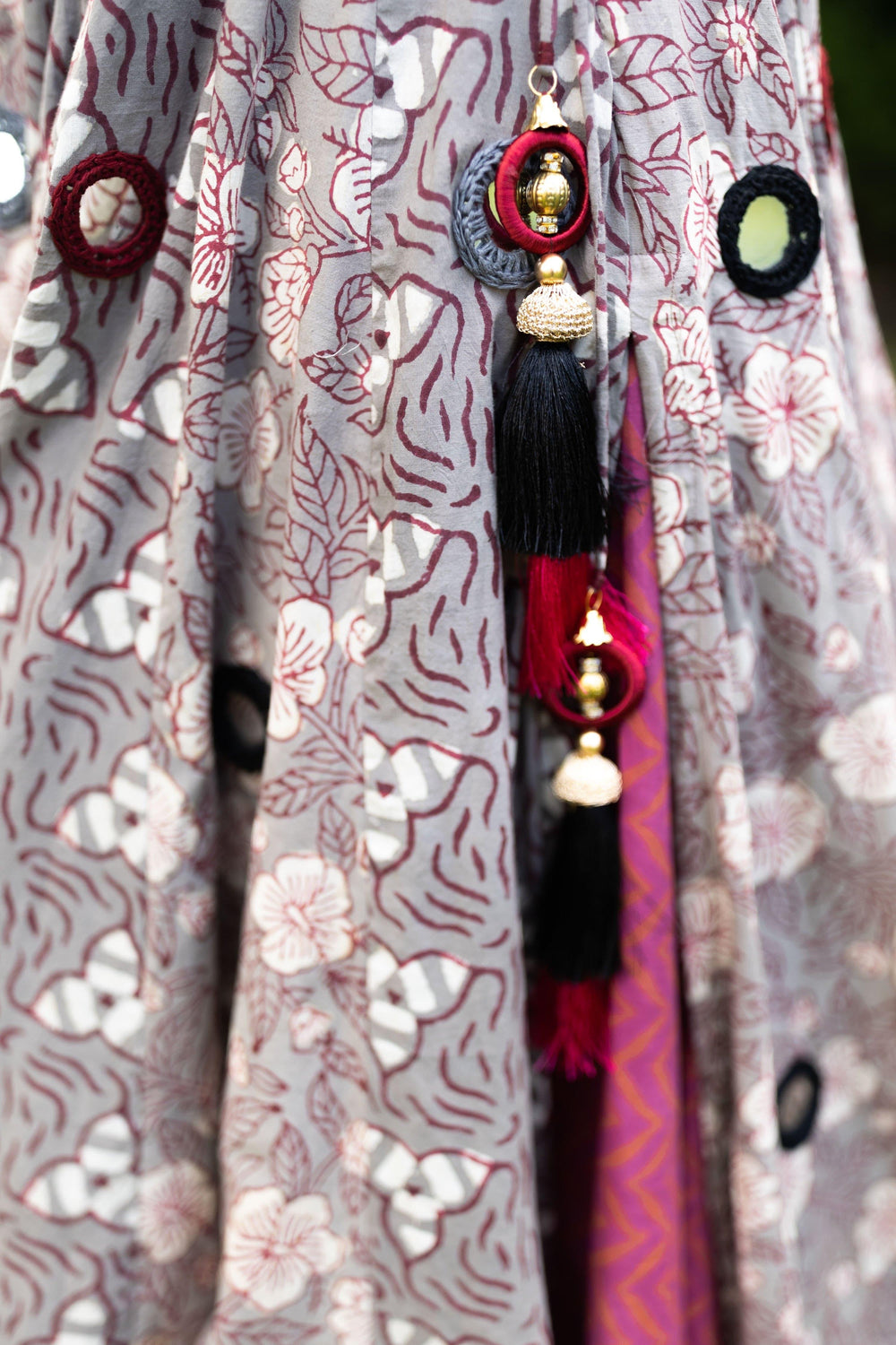 Hand Embroidered Multicolor Chaniya Choli Set-[mirror work]-Raas