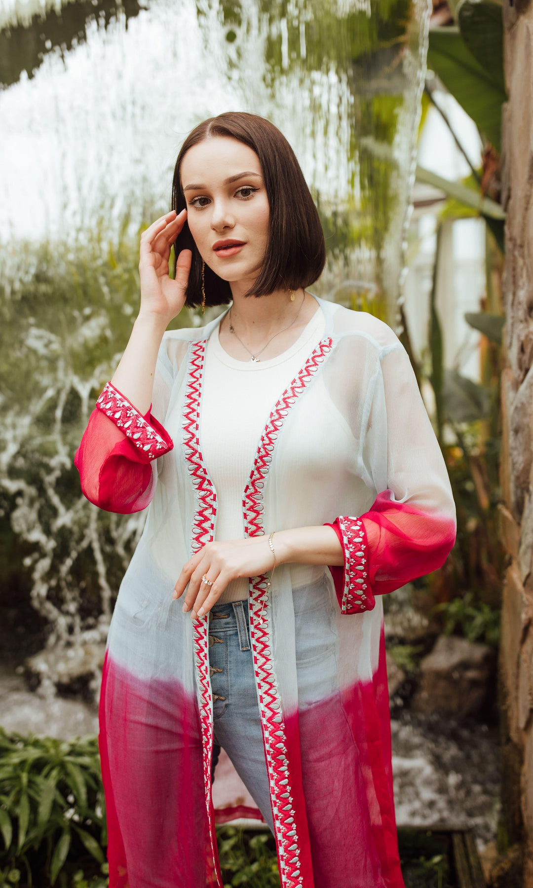 Kary Shaded Embroidered Duster-Raas USA