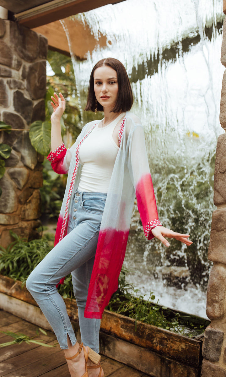 Kary Shaded Embroidered Duster-Raas USA