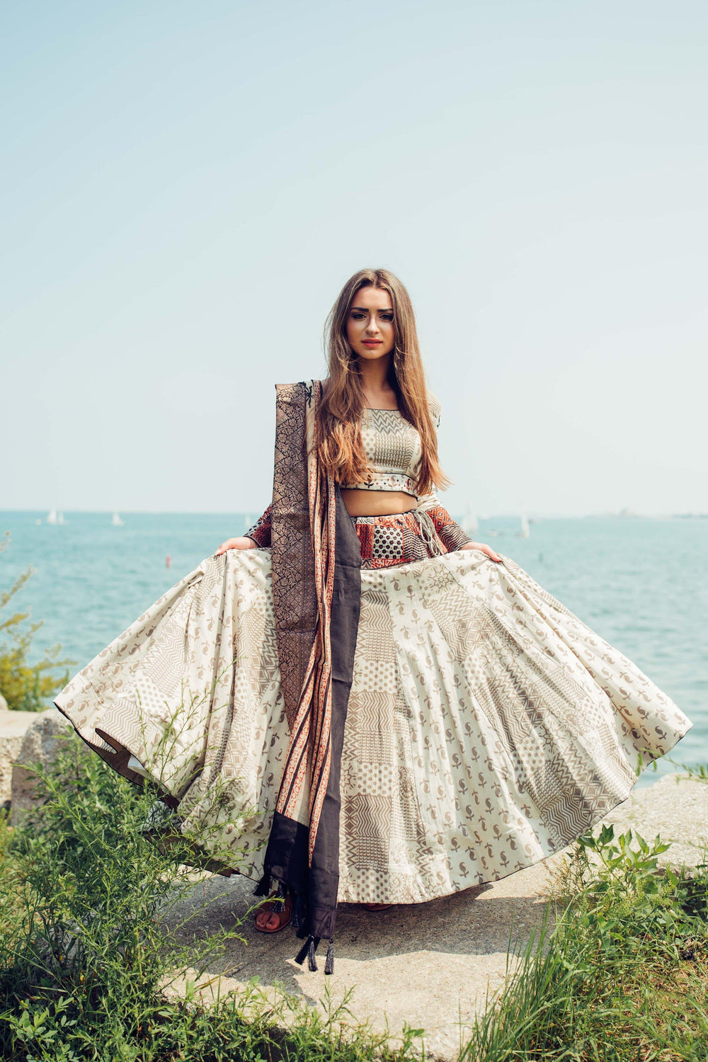 Lehenga Choli Set-[mehendi outfit]-Raas