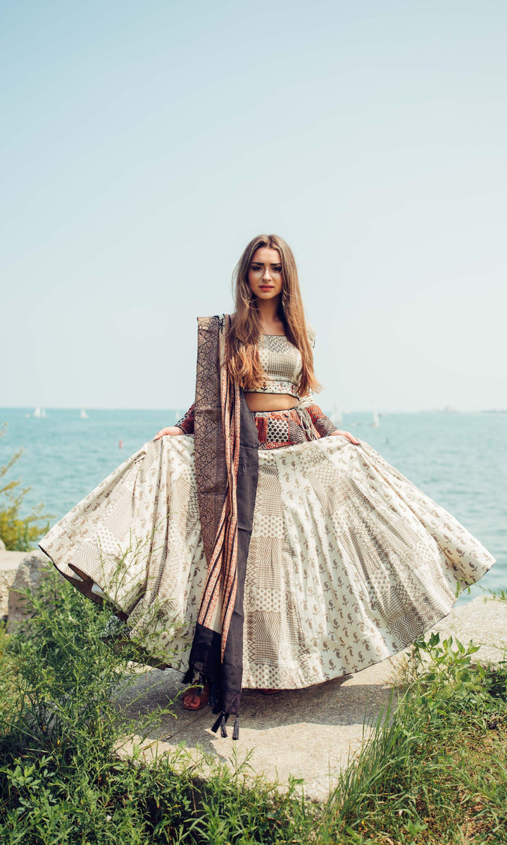 Lehenga Choli Set-[mehendi outfit]-Raas