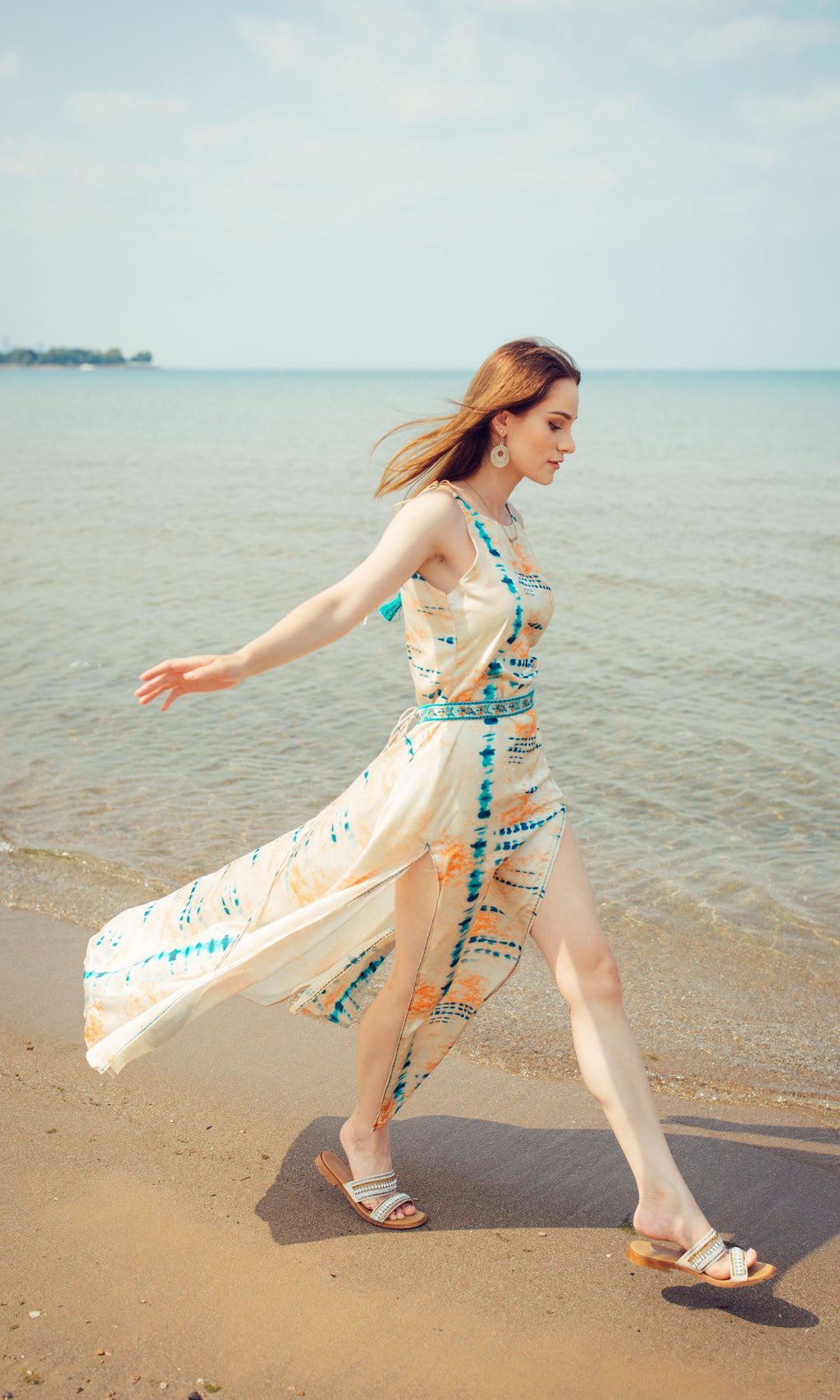 Long Dress with Double Slit: Artistic Modal Satin Gown