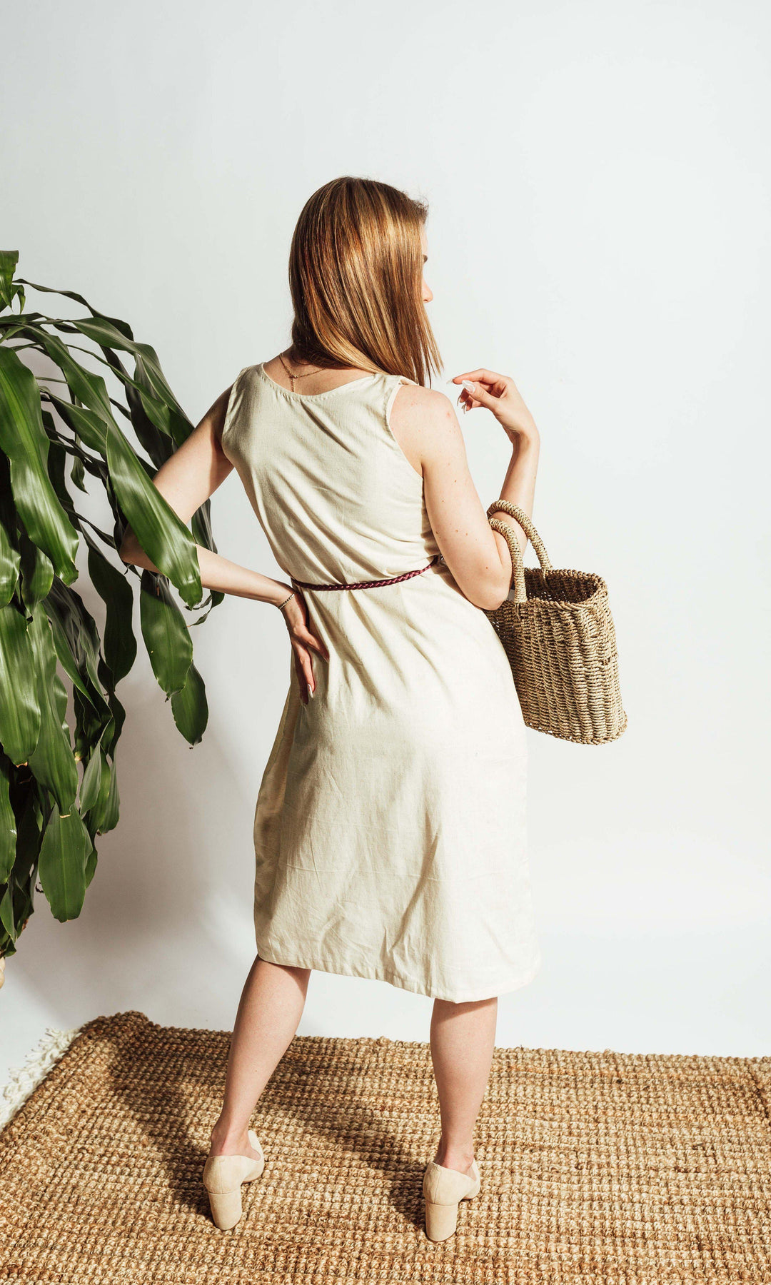 Midi Dress with Embroidered Belt dresses RAAS